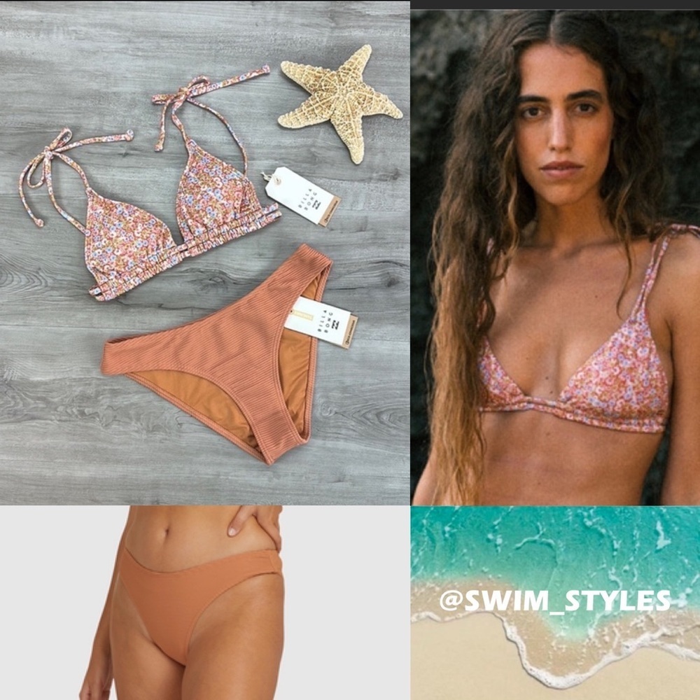 ☀️BILLABONG☀️ Chase The Sun Double Ruched Triangle TANLINES BONDI PANT BIKINI